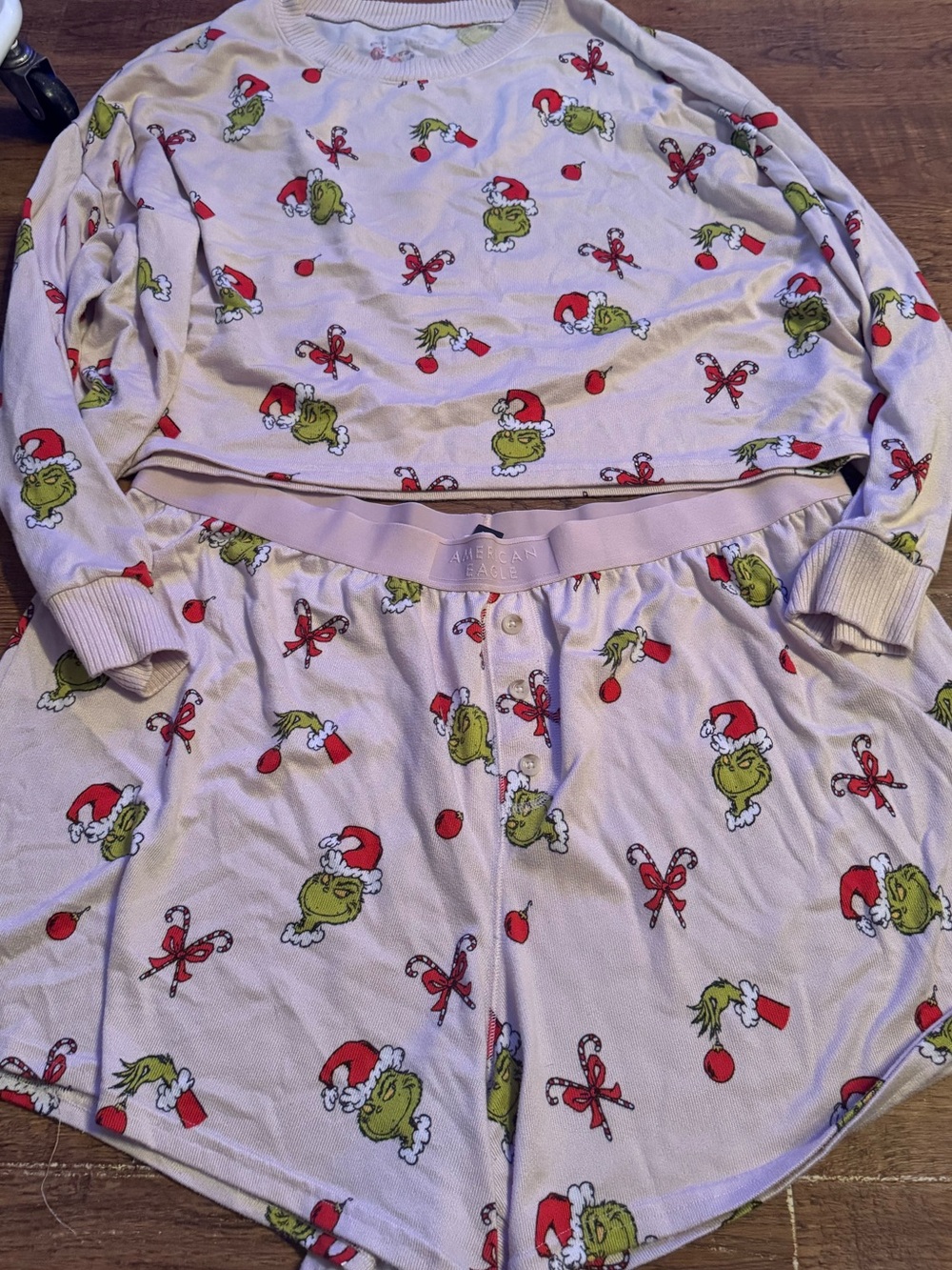 AE American Eagle XXL - 2X Pajama Set Women's Pink Long Sleeve Top & Shorts